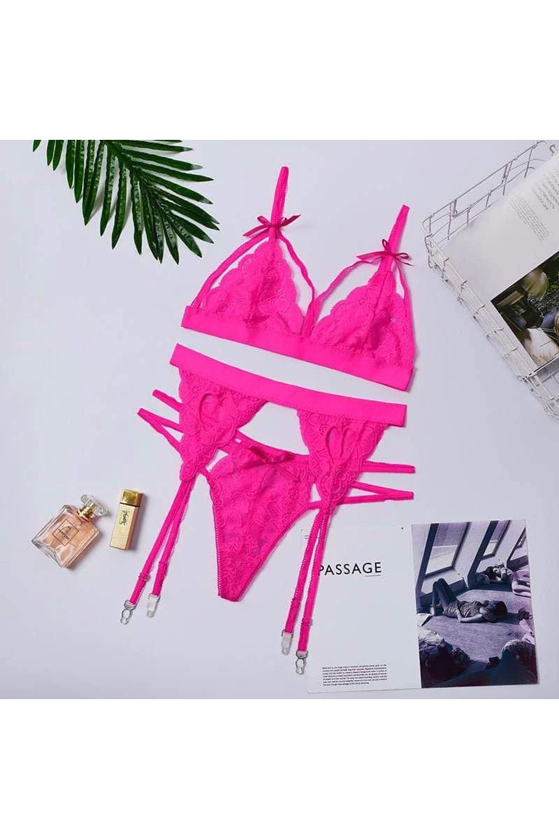 Heißes Dessous Set, 3-teilig - Pink