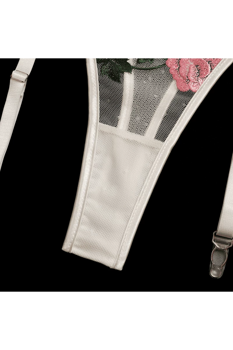 Betörendes Dessous Set mit Rosendetails, 3-teilig