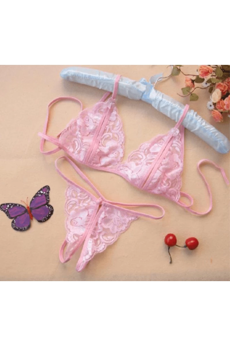 Verführerischer Spitzenbikini rosa-01