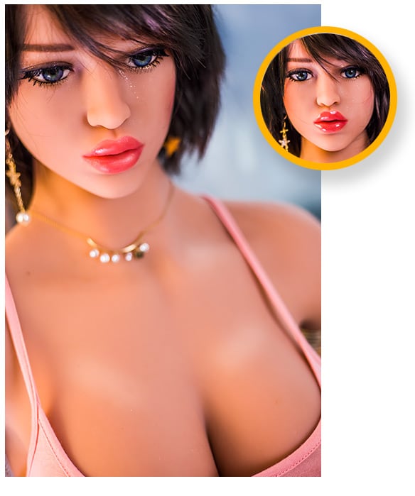 Schwarzhaarige-Real-Doll-Gesichtsdetails
